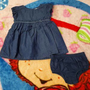 First Impressions Blue Jean Dress (6-9mo) 2-piece